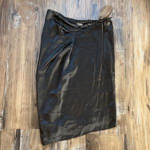 PORTS Brown Silk Asymmetrical Skirt